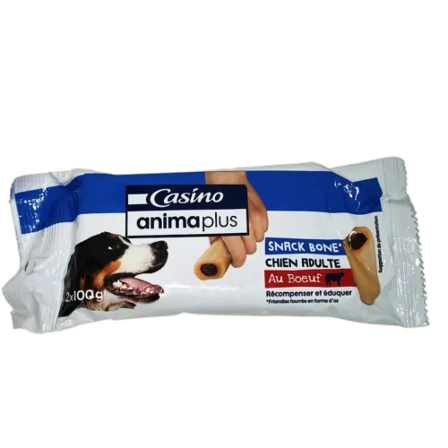 Bones Snack au bœuf pour chien 2x100g  AnimaPlus - CASINO