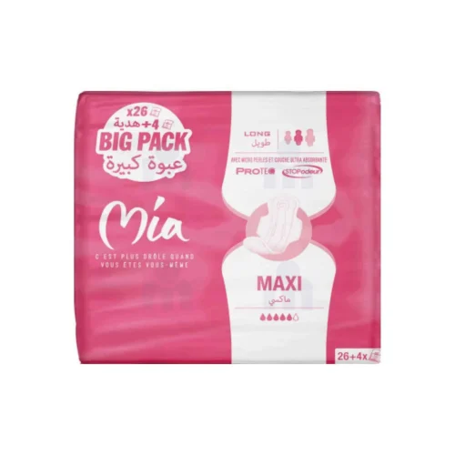 Serviettes hygiéniques maxi long 26+4 gratuits - MIA