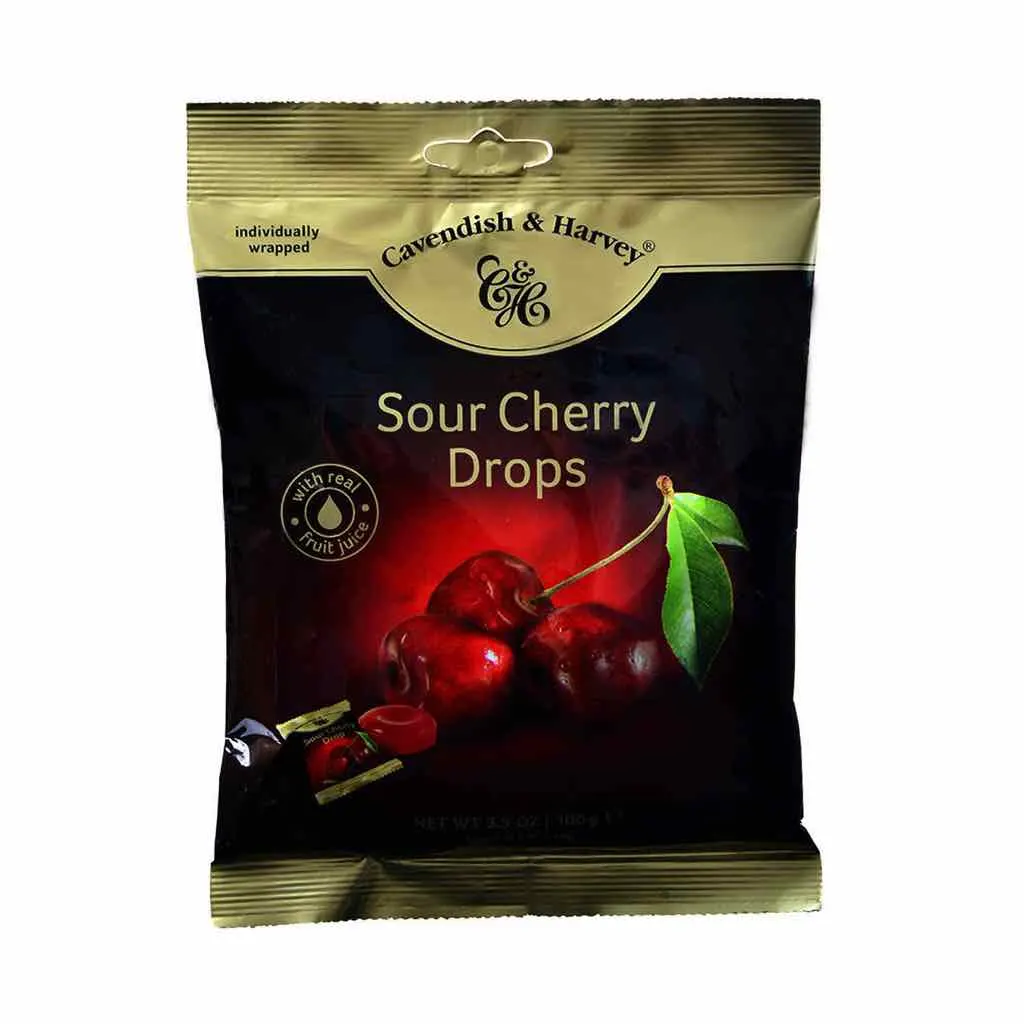 Bonbons à la cerise Sour Cherry Drops 100g - CAVENDISH HARVEY