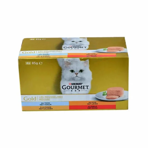 Les Mousselines Gold viandes et poissons pour chat adulte 4x85g - GOURMET