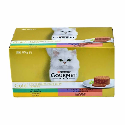 Assortiment terrines viandes et poissons pour chat adulte Gold 4x85g - GOURMET