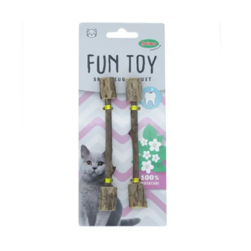 Jouet pour chat 2 haltères en bois de Matatabi - BUBIMEX