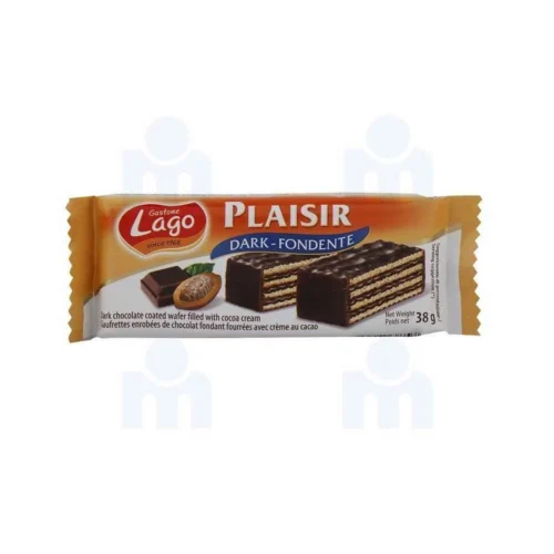 Gaufrette enrobée chocolat noir fourrée crème cacao Plaisir 38g - GASTONE LAGO