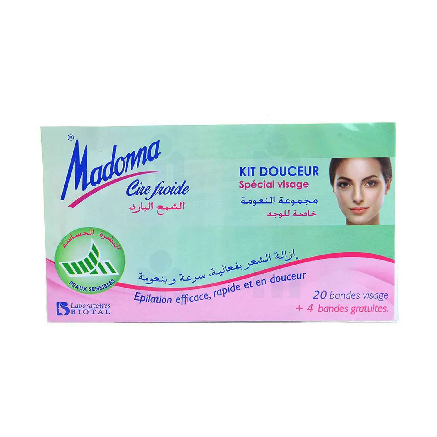 Bande cire froide 20 bandes visage + 4 GRT - MADONA