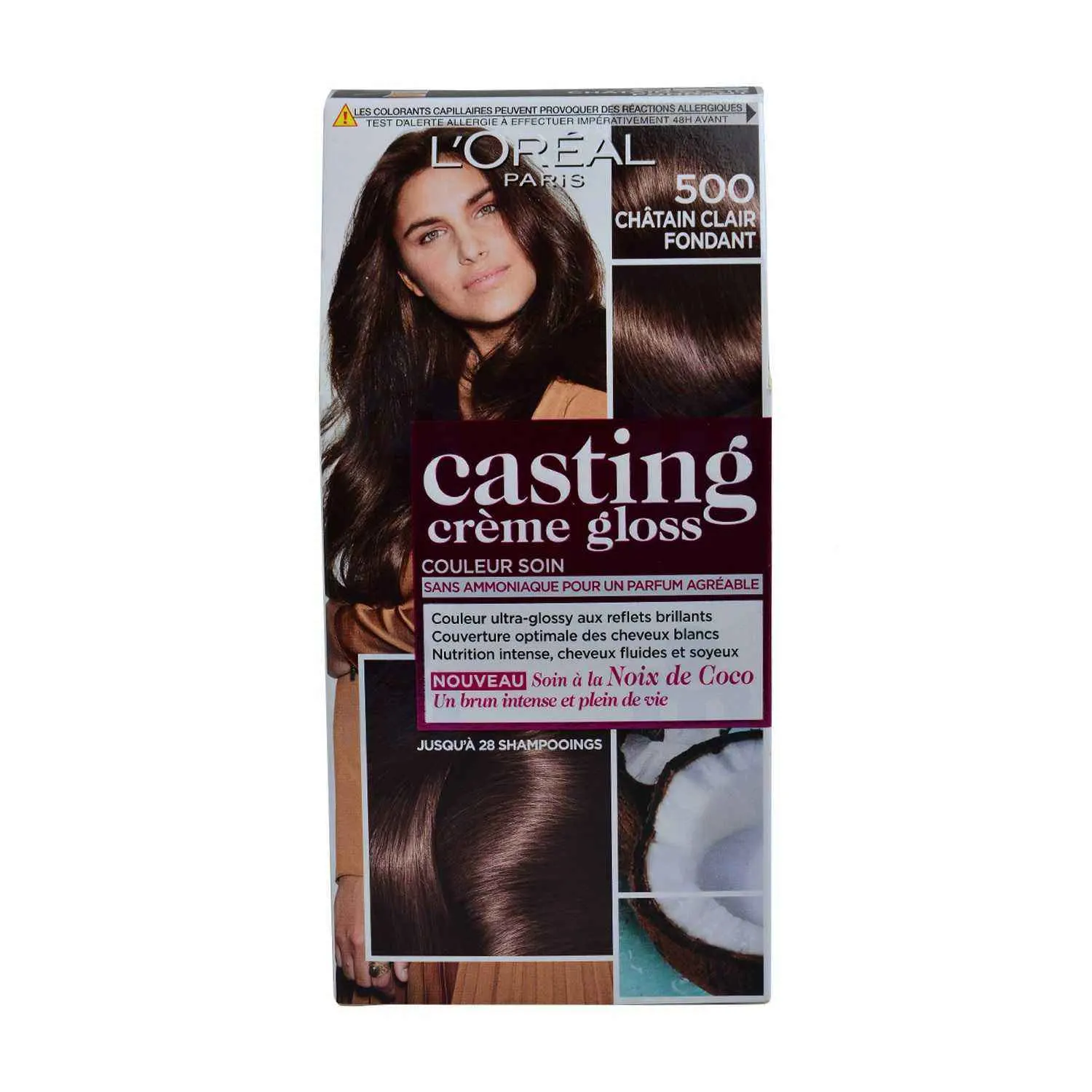 Coloration cheveux sans ammoniaque 500 châtain clair fondant - CASTING CRÈME GLO