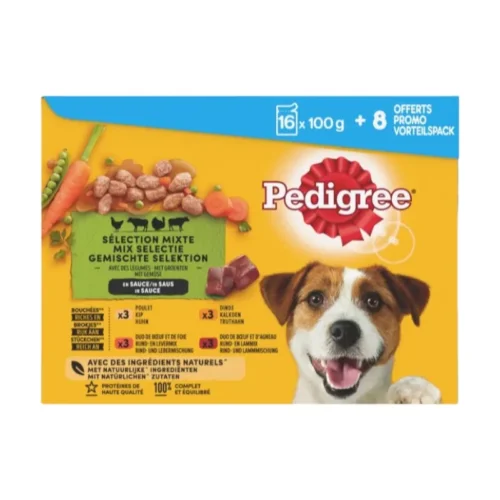 Pâtés pour chien fraîcheur en sauce 4 variétés 24x100g - PEDIGREE