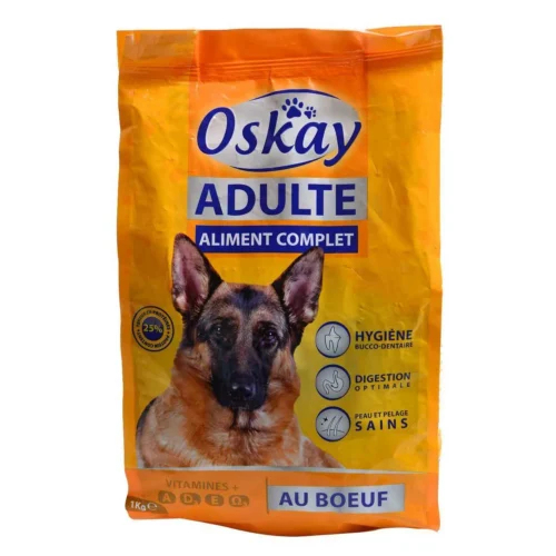 Croquettes au bœuf pour chien adulte 1Kg - OSKAY