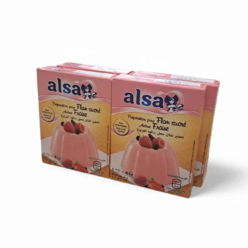 Préparation pour flan sucré arôme fraise 4x200g - ALSA