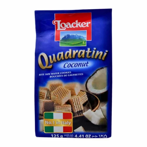 Bouchées de gaufrettes fourrées à la noix de coco Quadratini 125g-LOACKER