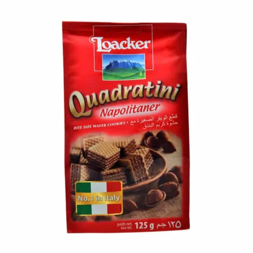 Bouchées gaufrettes fourrées choco noisette Napolitaner Quadratini 125g-LOACKER