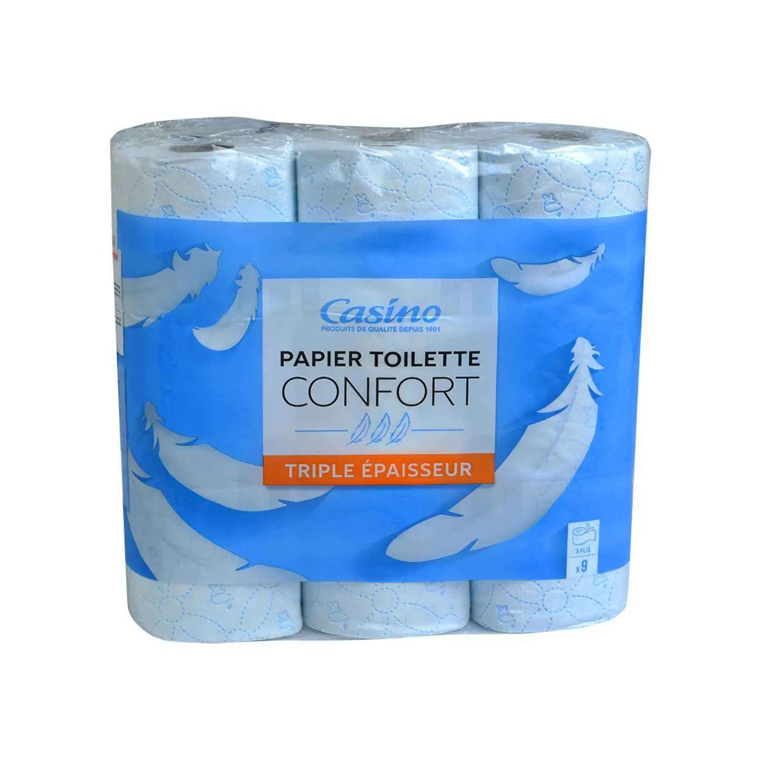Papier toilette confort blanc 3 plis x9 - CASINO