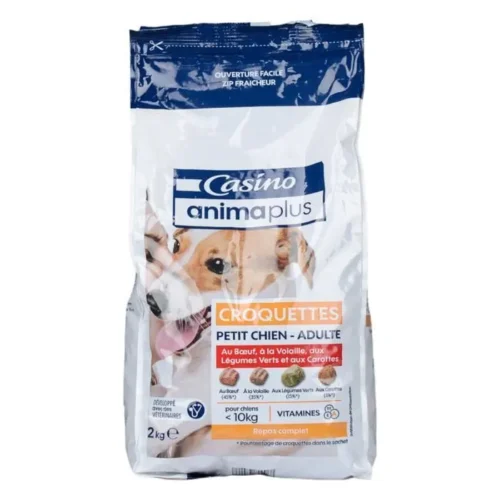 Croquettes à la viande et aux légumes pour petit chien 2Kg Animaplus - CASINO