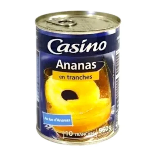 Ananas en tranches au jus d'ananas x10 unités 560g - CASINO