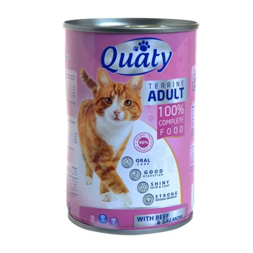 Terrine au bœuf et saumon pour chat adulte 400g - QUATY