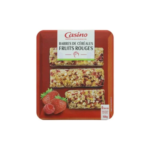 Barre de céréales aux fruits rouges 108g - CASINO