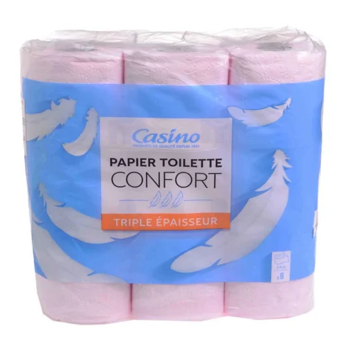 Papier toilette confort rose 3 plis x9 - CASINO