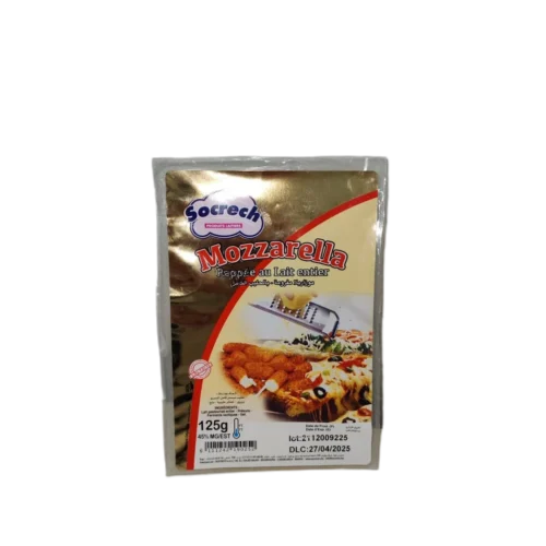 Fromage mozzarella râpée au lait entier 125g - SOCRECH