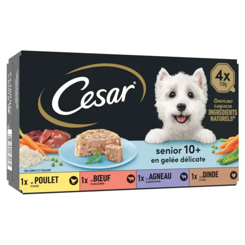 Pâtée à la viandes en gelée délicate pour chien Senior 10+ 4x150g - CESAR