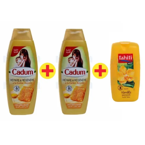 2 Shampoings gelée royale x380ml + Gel douche Tahiti offert - CADUM