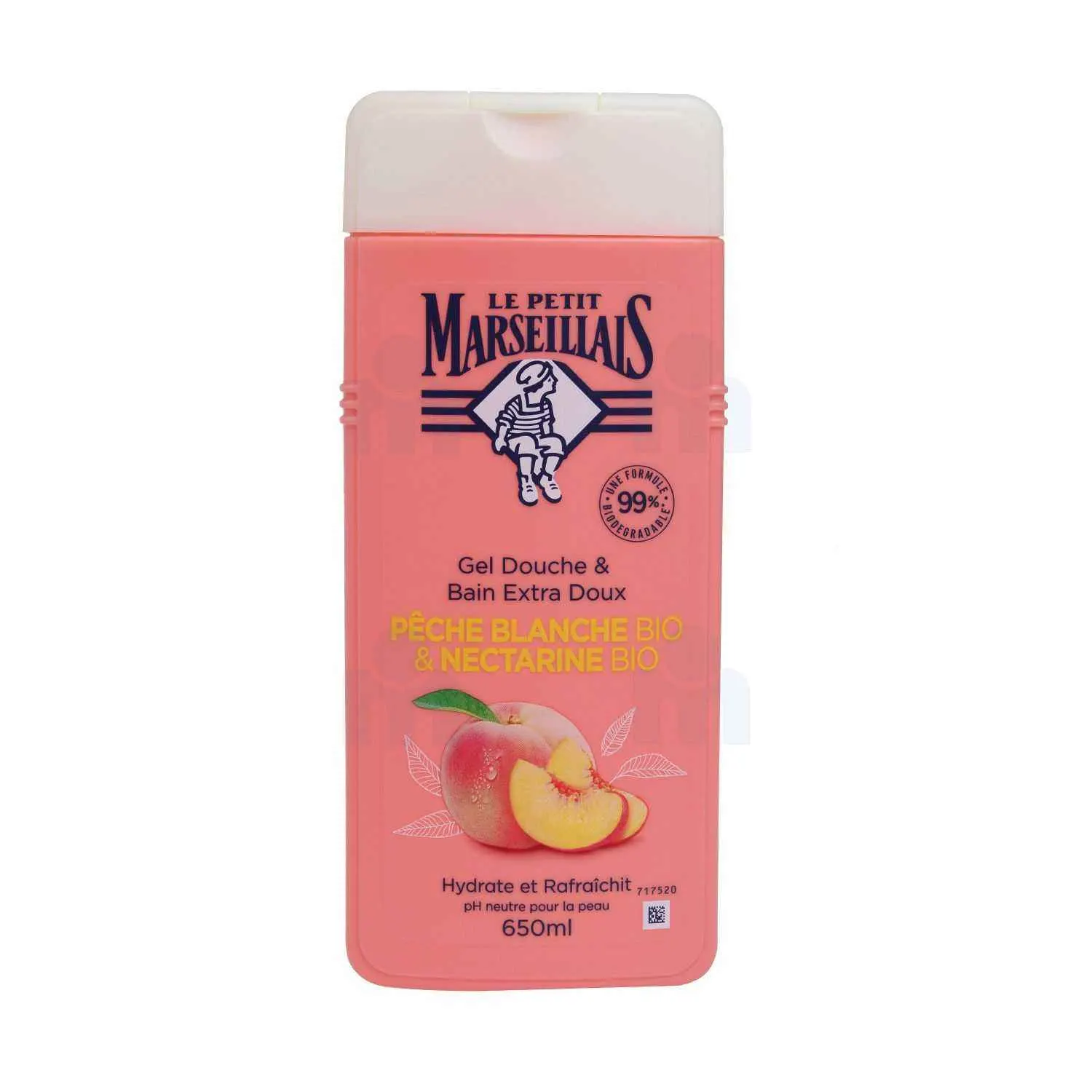 Gel bain douche extra doux pêche blanche et nectarine 650ml-LE PETIT MARSEILLAIS