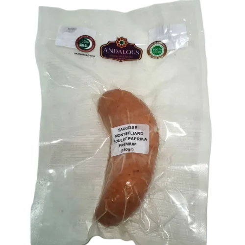Saucisse montbeliard poulet paprika 130g - ANDALOUS