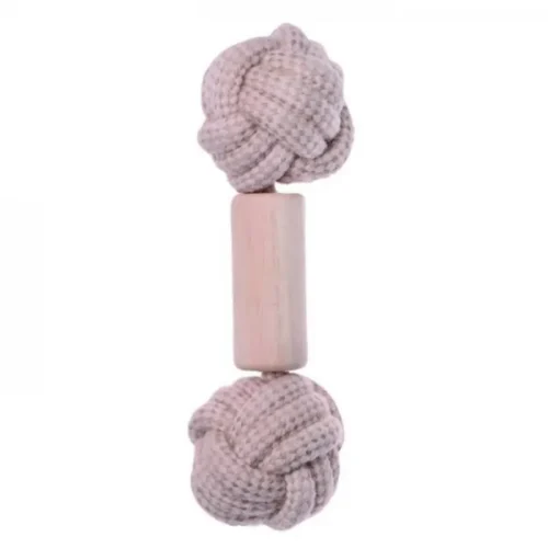 Jouet pour chien corde et bois forme Os 2 balles - BUBIMEX