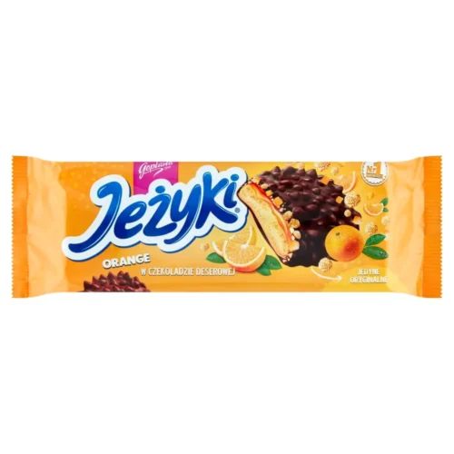 Biscuits enrobés au chocolat noir et fourrés à l'orange Jezyki 140g - COLIAN