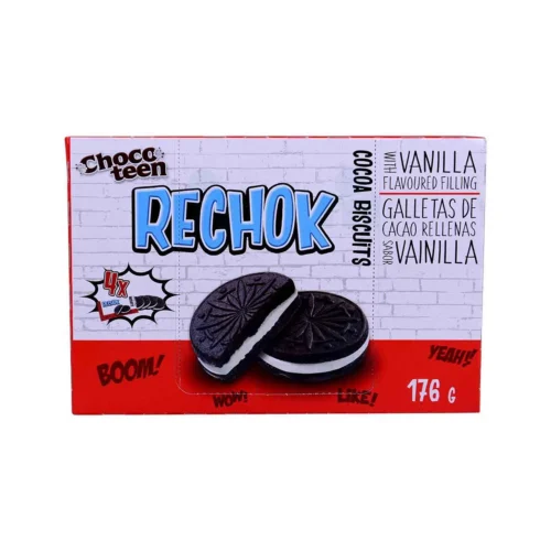 Biscuits au cacao avec fourrage goût vanille 176g - RECHOK