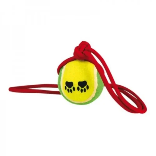 Balle tennis + corde pour chien 6,5cm - BUBIMEX