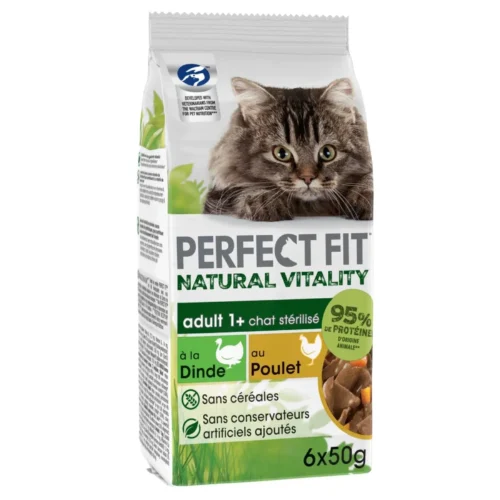 Pâtée pour chat stérilisé natural vitality dinde et poulet 6x50g -PERFECT FIT