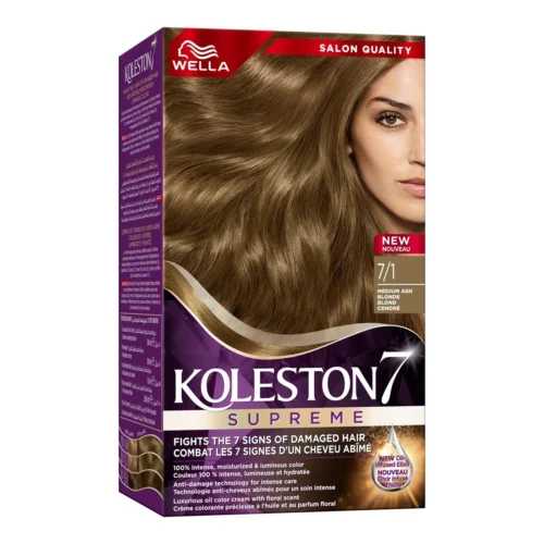 Coloration blond cendré Wella 7/1 - KOLESTON