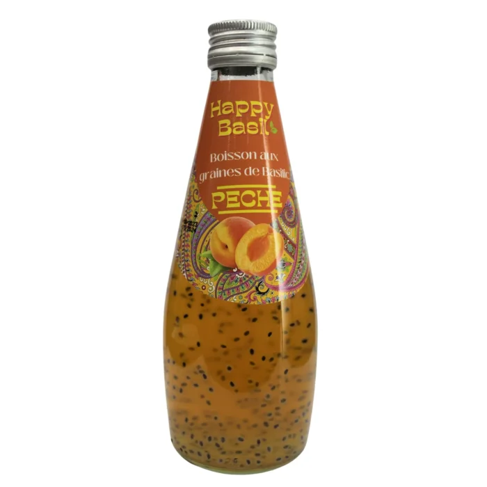 Boisson aux graines de basilic saveur pêche 29cl - HAPPY BASIL