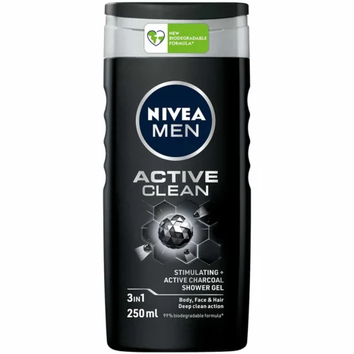 Gel douche 3en1 Active Clean 250ml - NIVEA MEN
