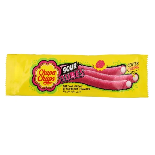 Bonbons gelifiés Sour tubes saveur fraise 24,2g - CHUPA CHUPS