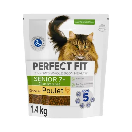 Croquettes Pour Chat Stérilisé Sénior Riche En Poulet 1,4kg - PERFECT FIT