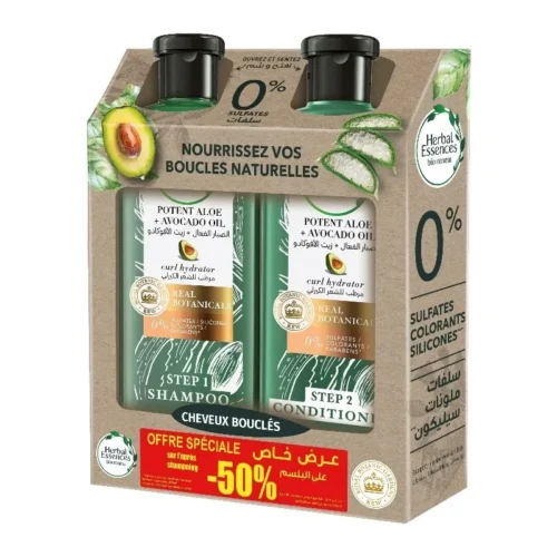 Shampooing aloe vera & huile d’avocat+Après shampooing 2x400ml - HERBAL ESSENCES