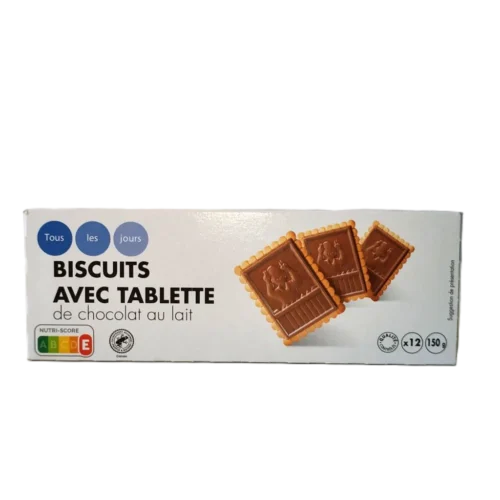 Biscuits avec tablette de chocolat au lait 125g - TOUS LES JOURS