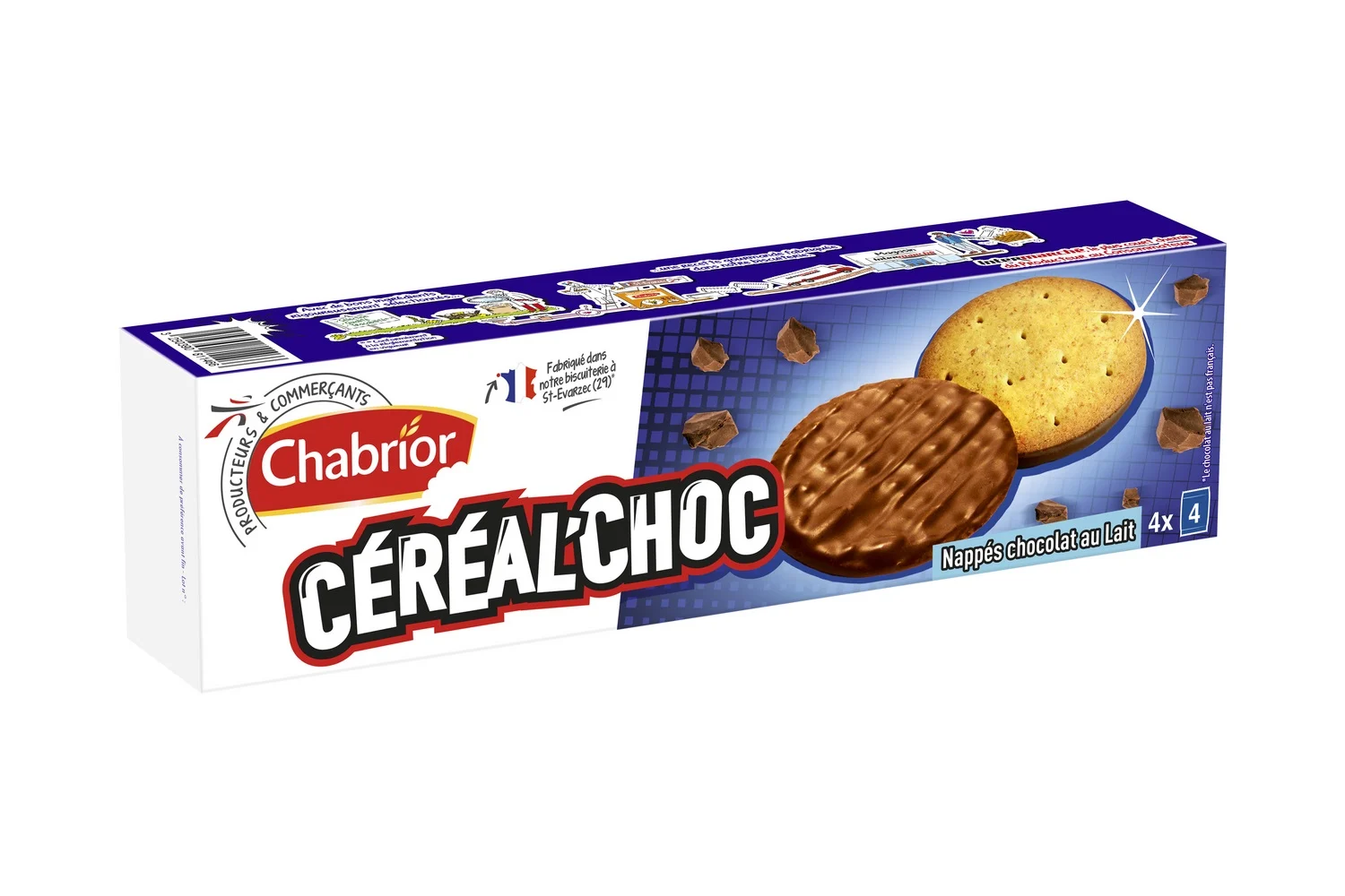 Biscuits Céréal'Choc nappés chocolat au lait 200g - CHABRIOR