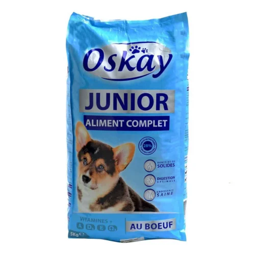 Croquettes au bœuf pour chien junior 5Kg - OSKAY