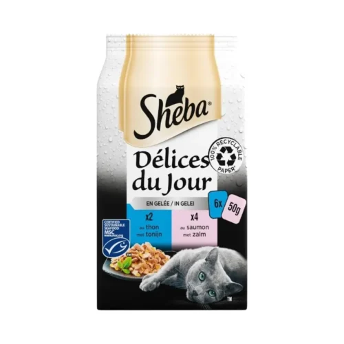 Pâtée pour chat Délices Du Jour au thon et saumon 6x50g - SHEBA