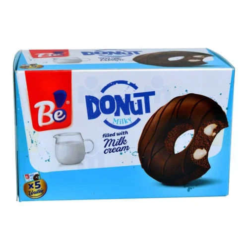 Cake cacao fourré crème lait et enrobé au cacao Donut Milky x5 240g - BE