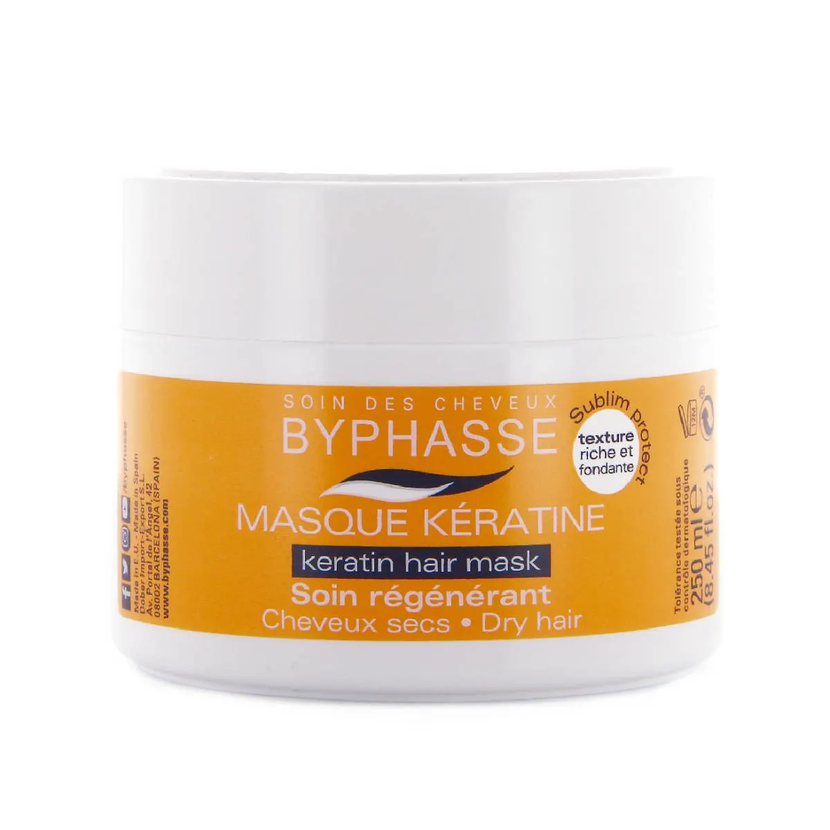 Masque capillaire kératine cheveux secs 250ml - BYPHASSE