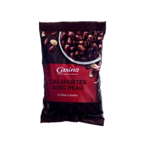 Cacahuètes avec peau grillées et salées 250g - CASINO