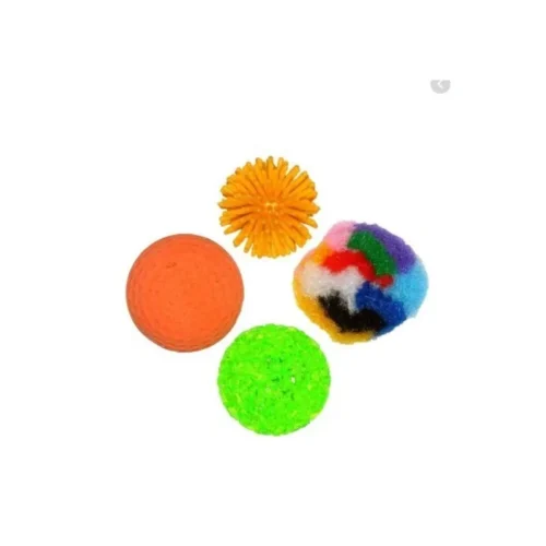 Assortiment balles pour chat x4 /3cm - BUBIMEX