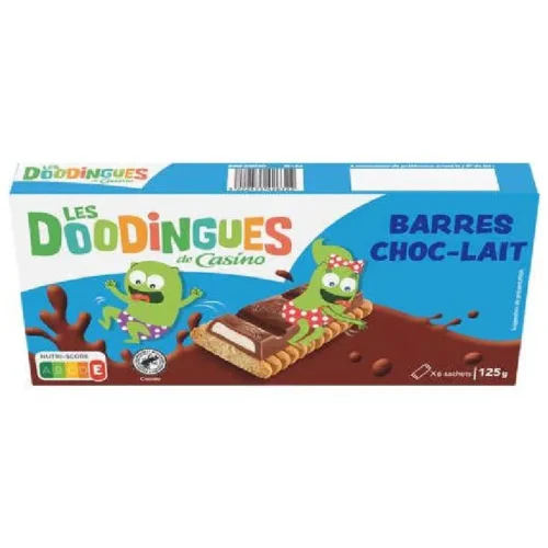 Barres de chocolat au lait x6 125g - LES DOODINGUES DE CASINO