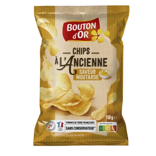 Chips à l'ancienne saveur moutarde 150g - BOUTON D'OR