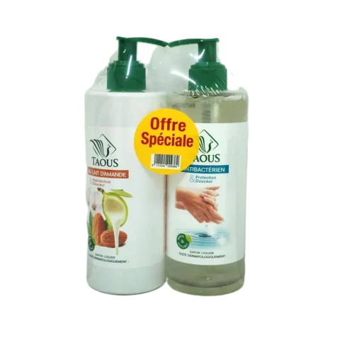 Savon liquide antibactérien + lait d'amande 2x470ml - TAOUS