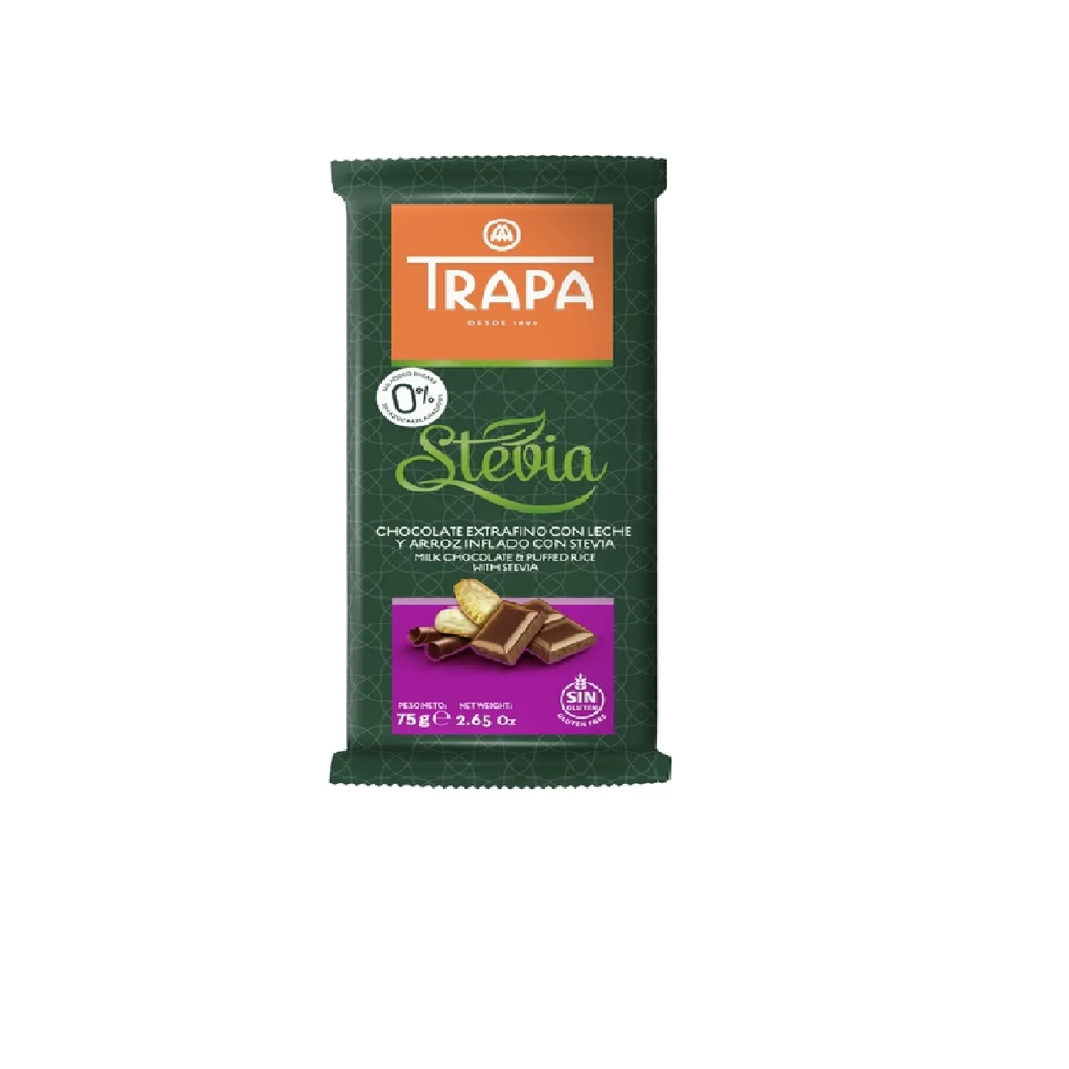 Barres de chocolat au lait et au riz Terrapa 75g - STEVIA