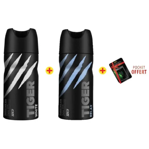 Pack de 2 Déodorants White et relax x150ml + Pocket parfum gratuit - TIGER