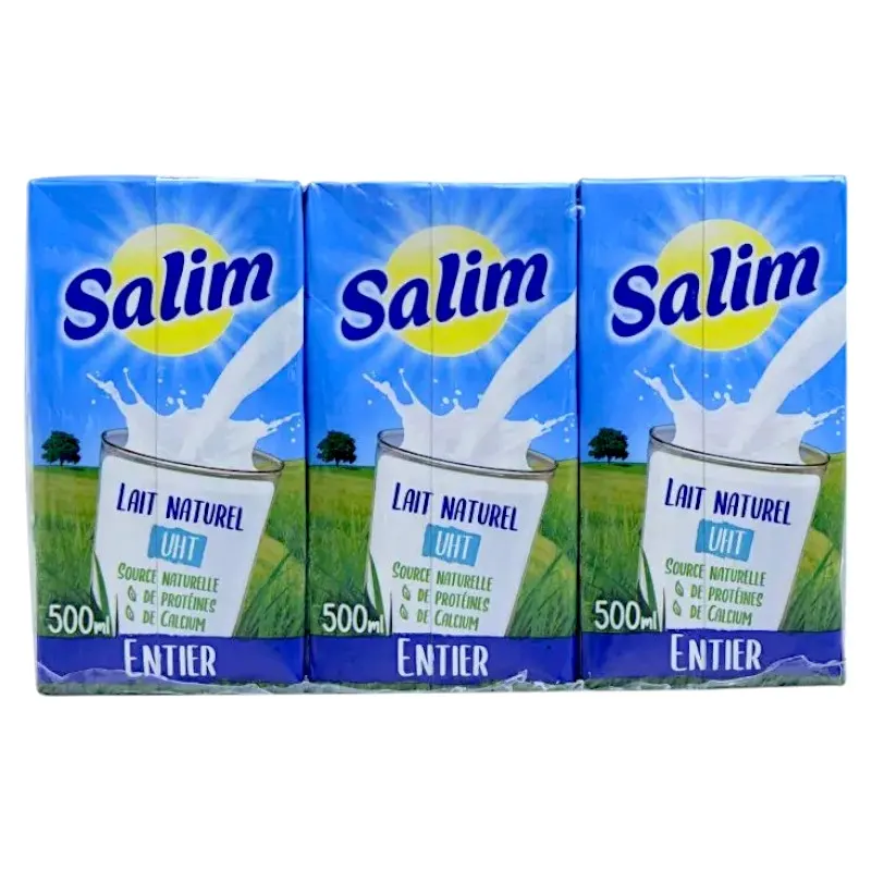 Pack lait stérilisé UHT entier 6 x 500ml - SALIM